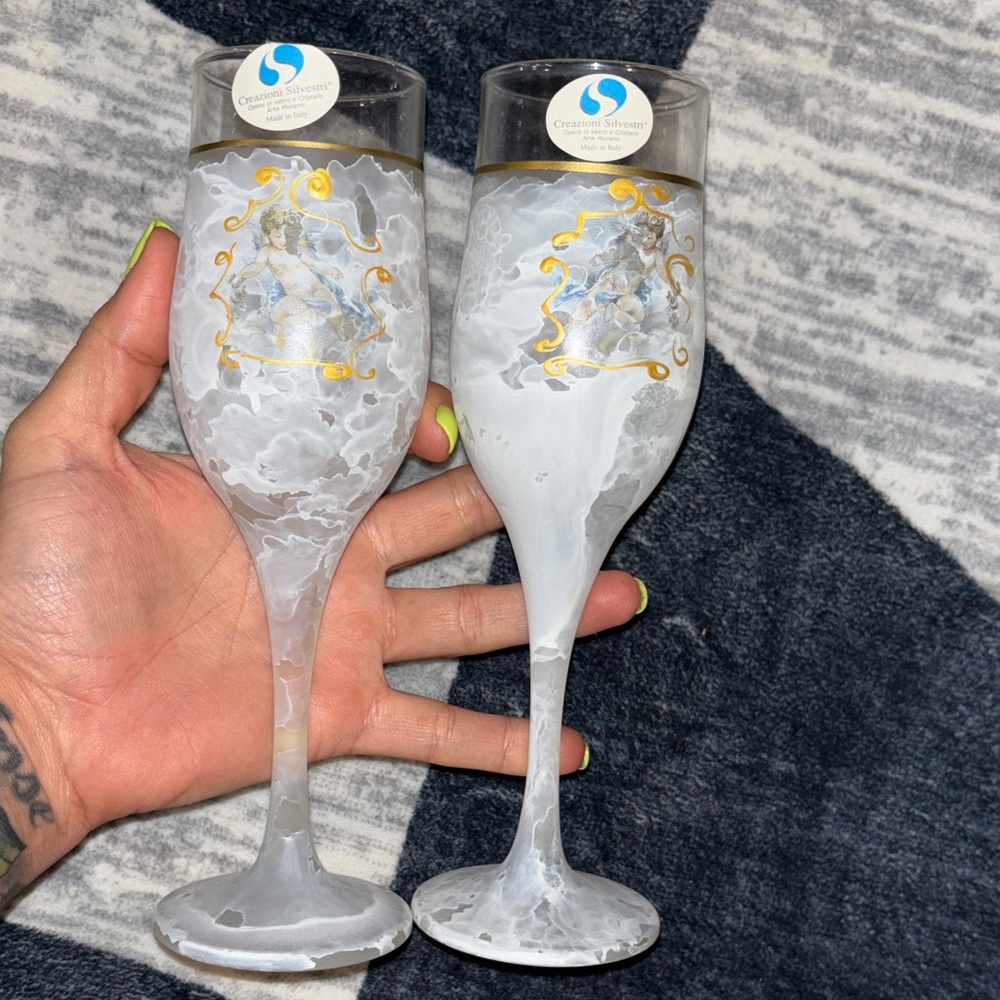 (2)NEW creazioni silvestri made in Italy champagne glasses